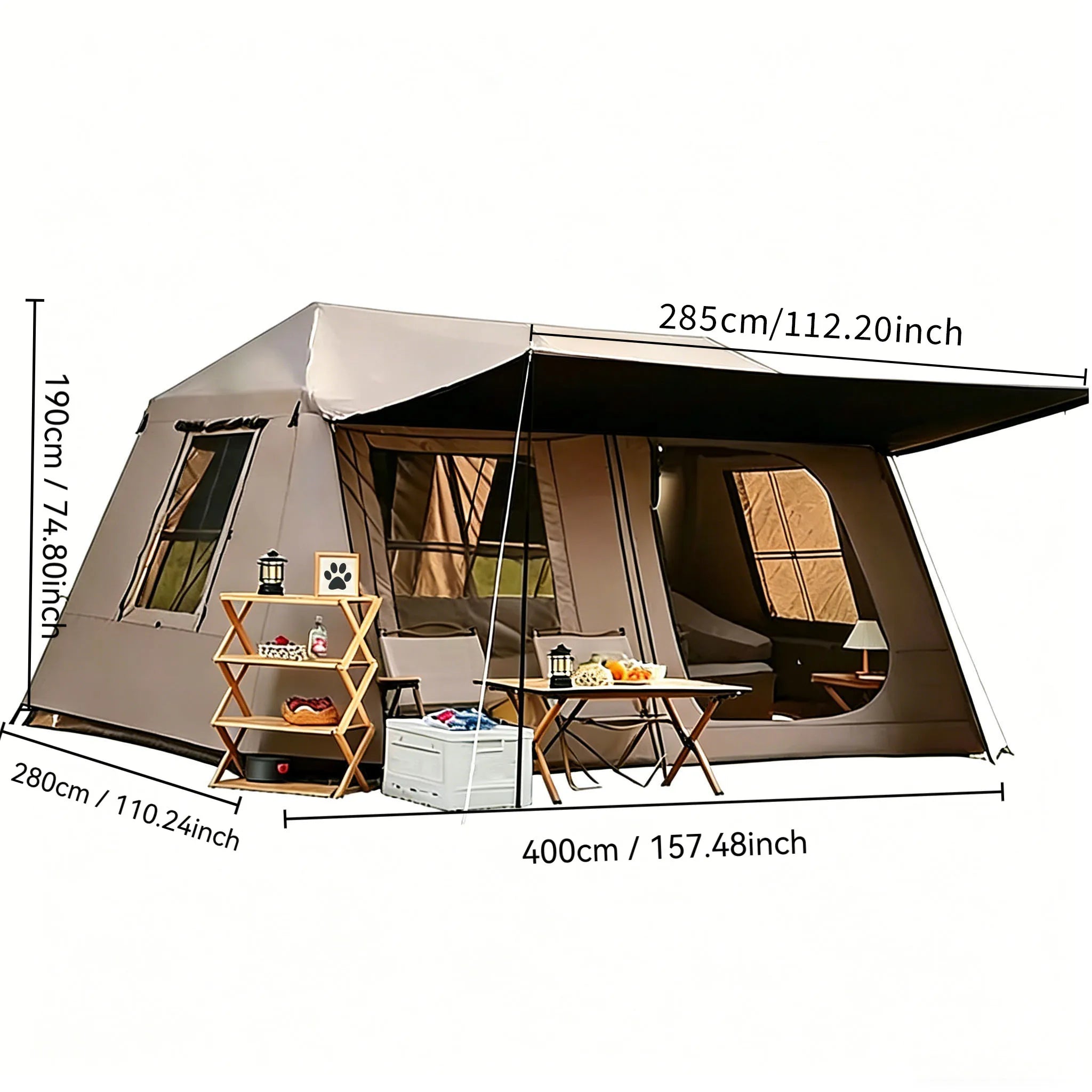 3-Second Fully Automatic Quick-Set Outdoor Camping Tent with Built-in Front Awning