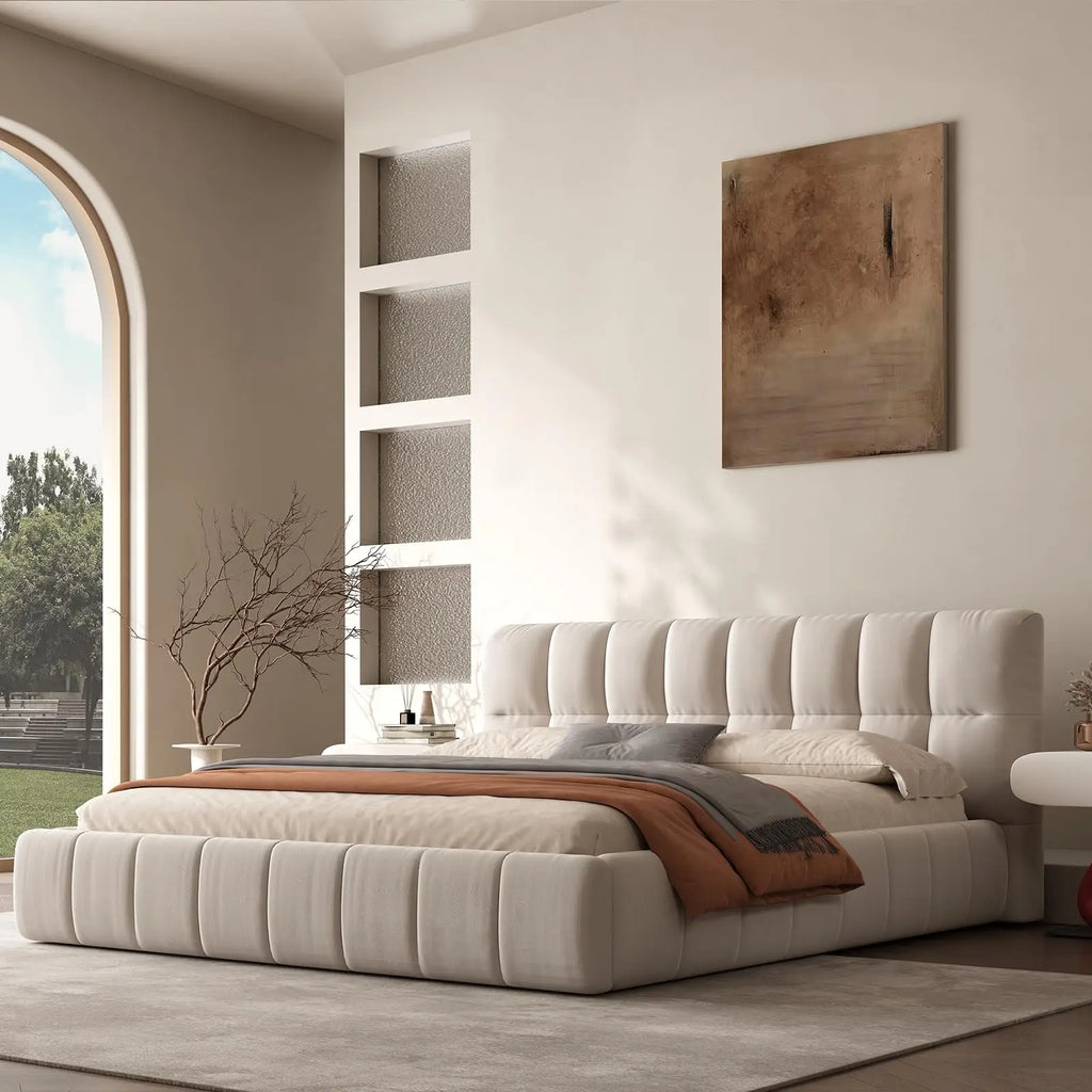 Queen Size Modern Cloud Platform Bed with 38.5-inch High Headboard/Footboard,