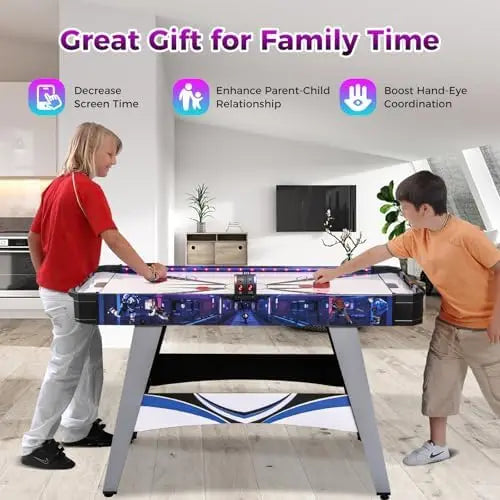 54' 12 Volt Air Hockey Table w/LED Scoreboard, Lights, 2 Pucks, 2 Pushers