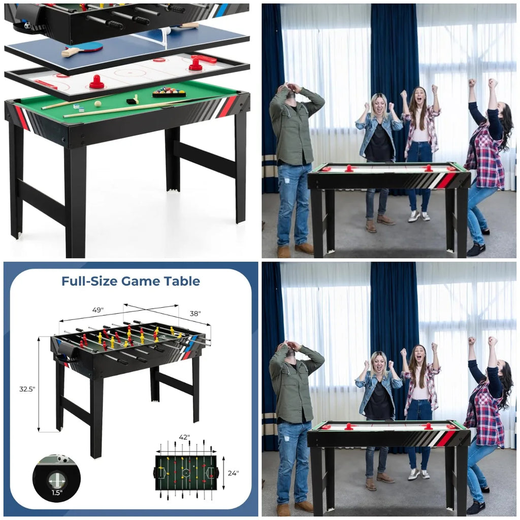 4 in 1 49 inch Multi Game Table with Foosball, Pool Billiards, Air Hockey & Table