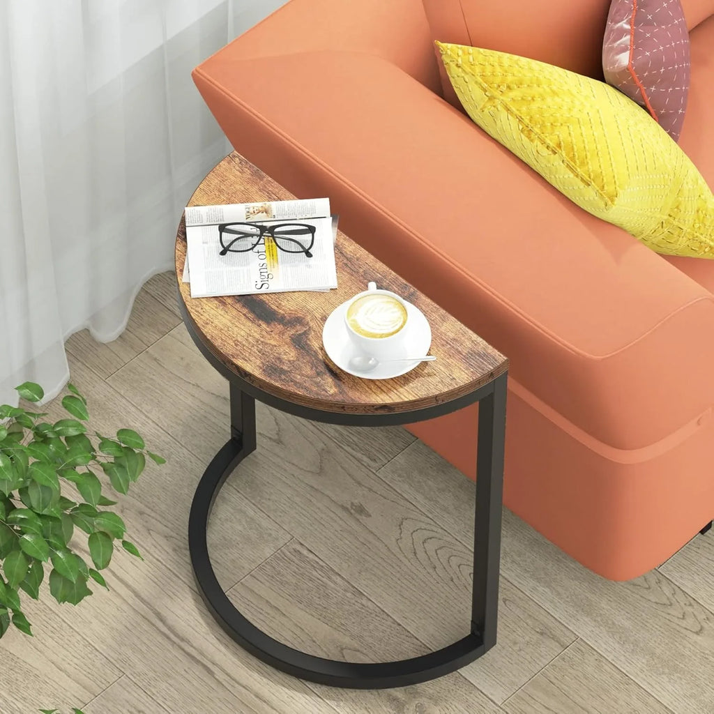 2-Tier End Table Semi Circle, Half Round Side Table.