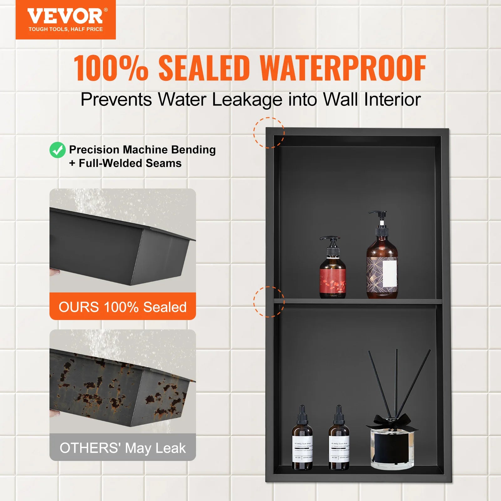 No Tile Shower Niche 304 Stainless Steel Wall Inserted Niche.
