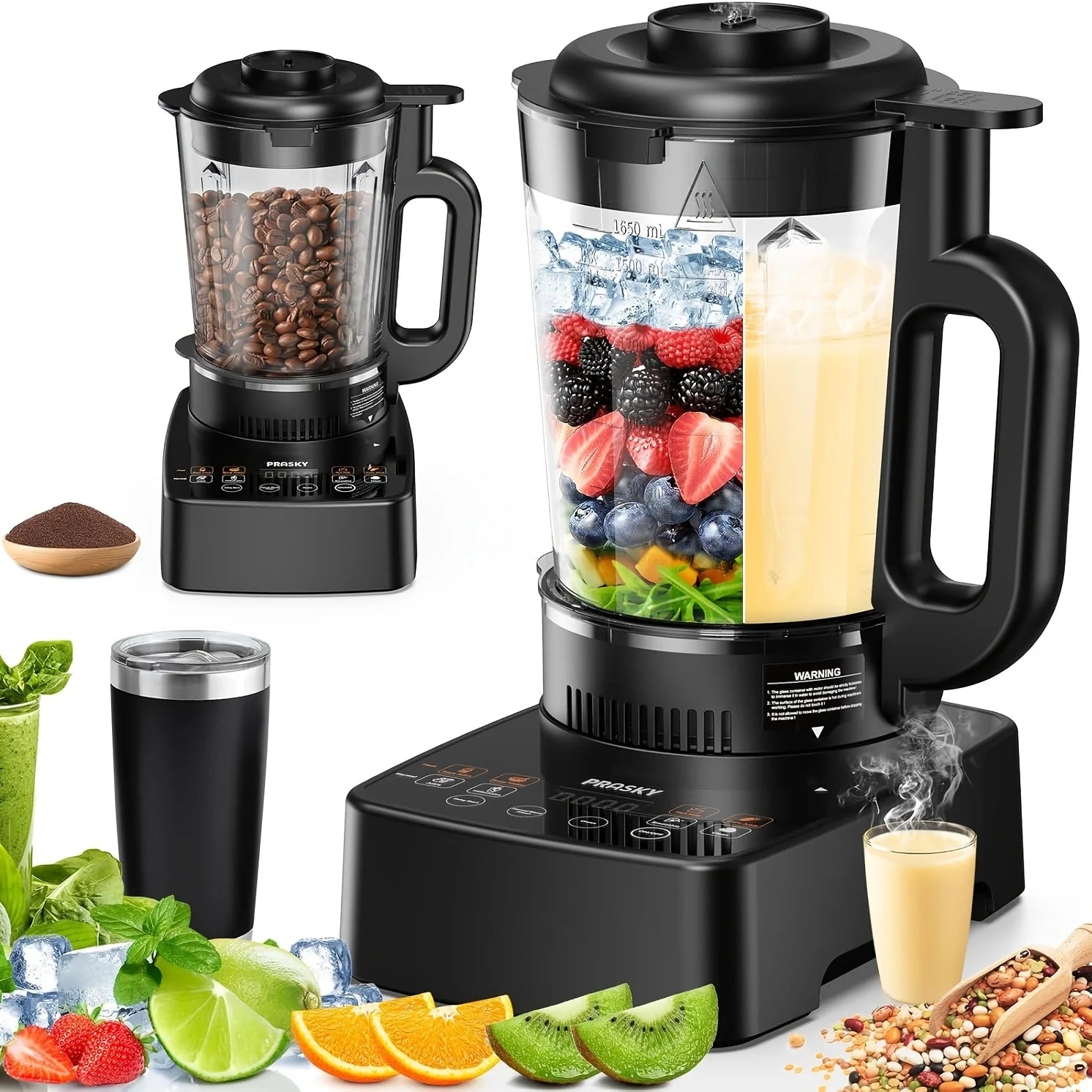 2400W Heating Blender 25000 RPM Heavy Duty Auto Clean 55oz Glass Jar and cup To-Go Cup