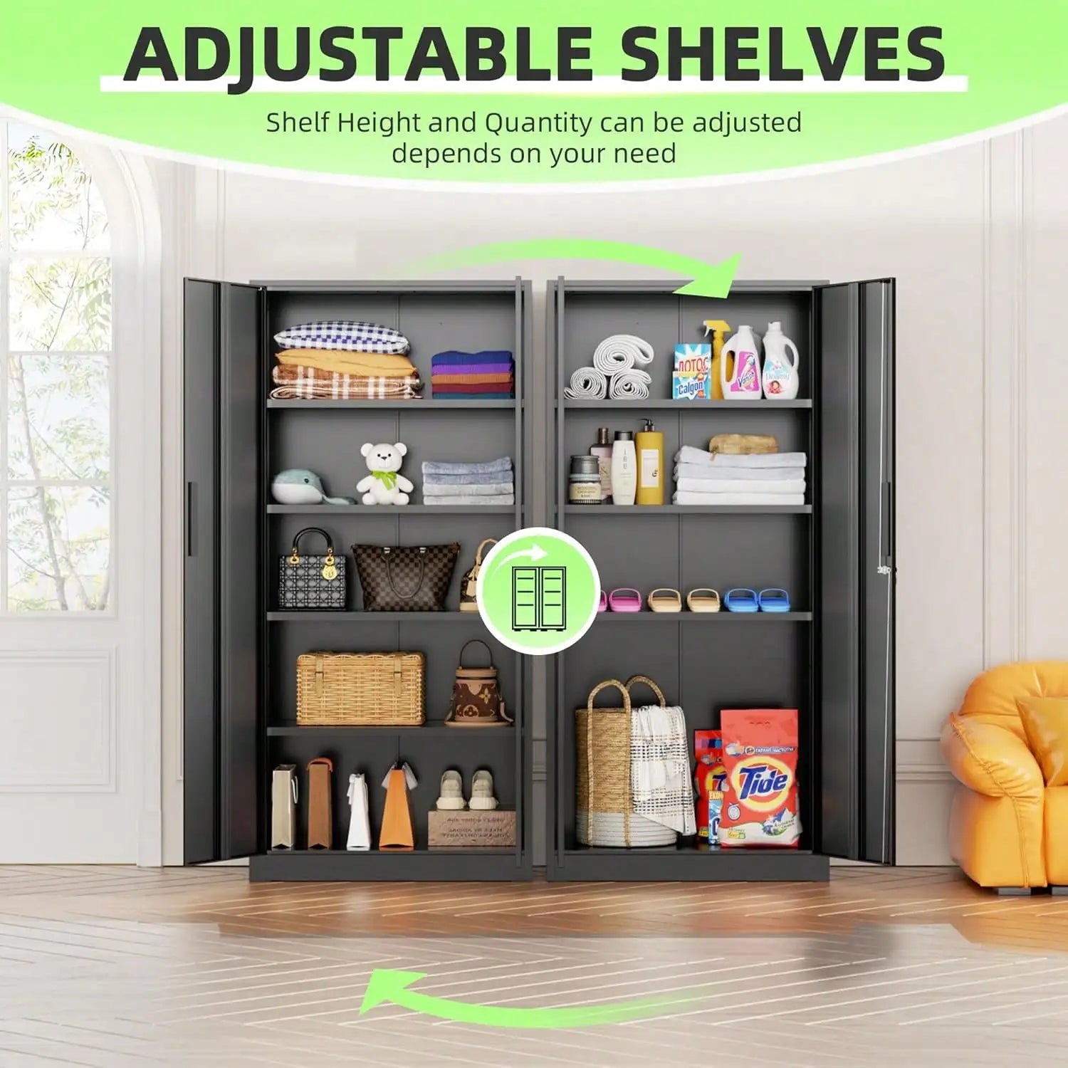 Locking Garage Storage Tool Cabinet With Adjustable