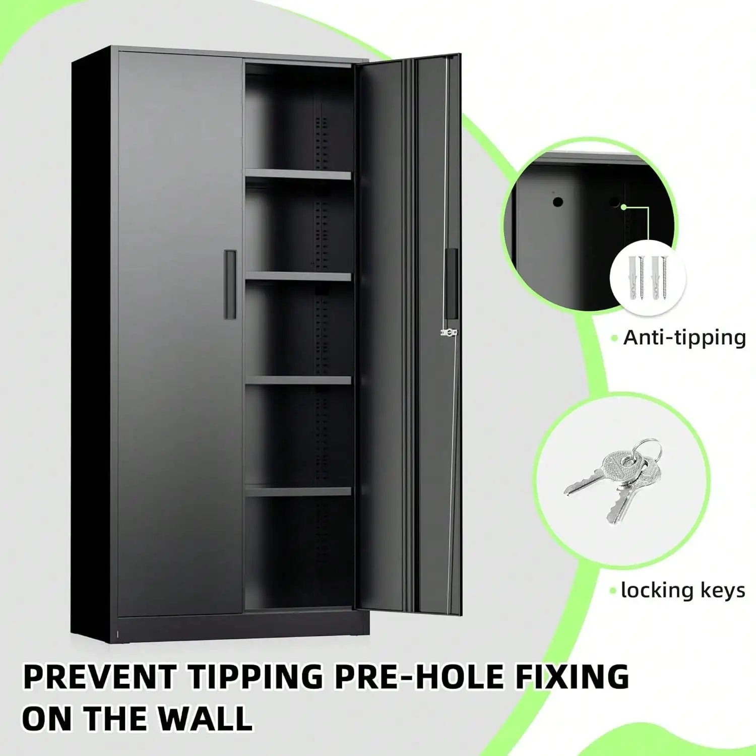Locking Garage Storage Tool Cabinet With Adjustable