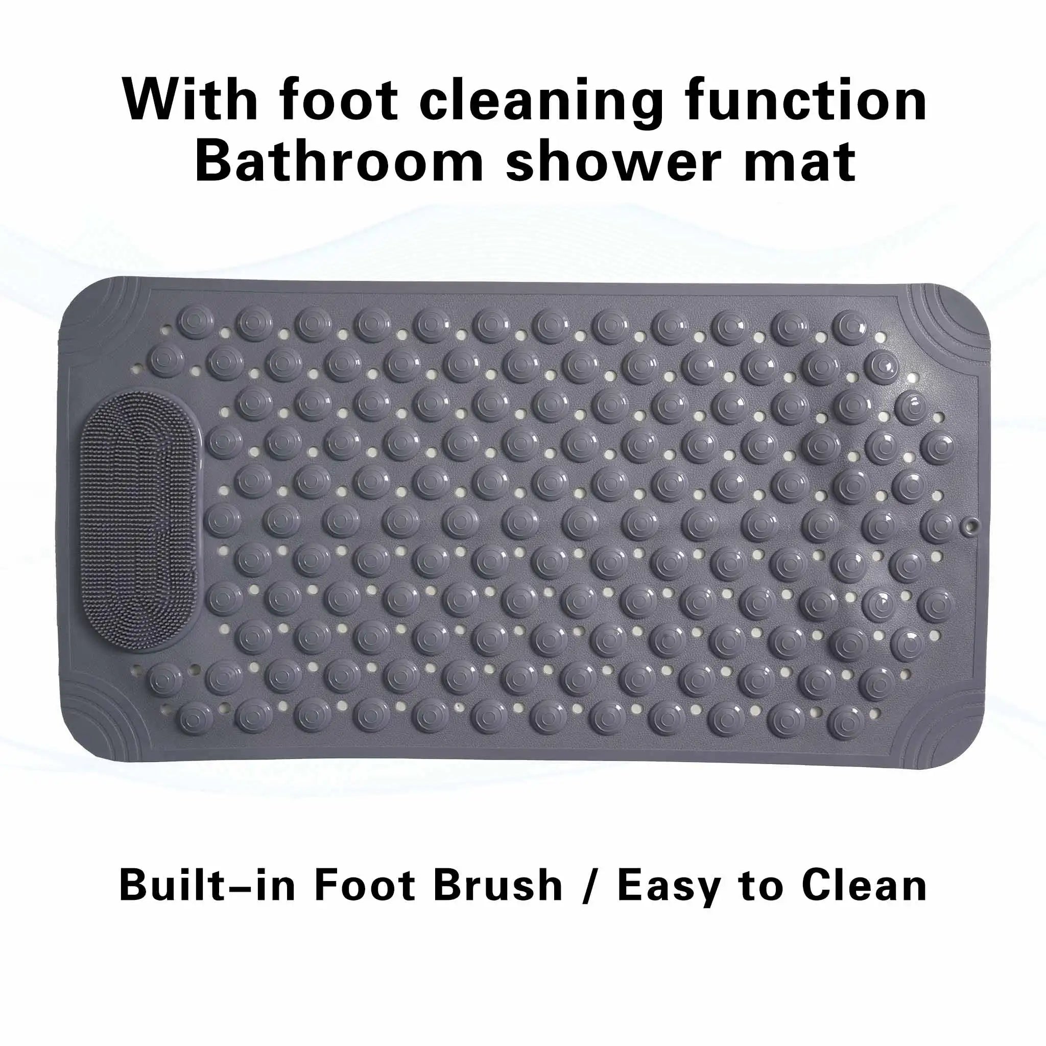 1pc non-slip shower mat. Drain holes and suction cups, foot massage.