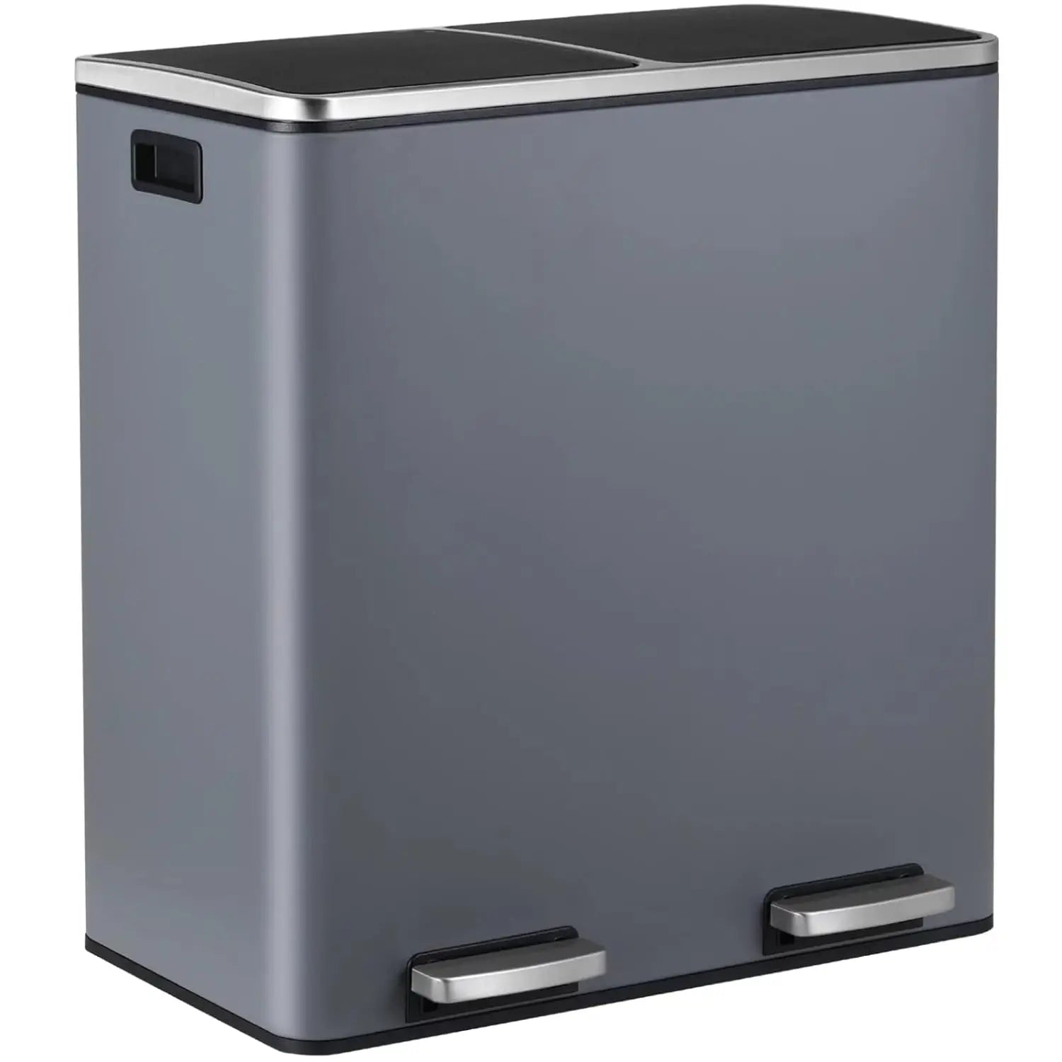16 Gal (60 L) Stainless Steel Kitchen Trash Can Dual Recycling Bin Garbage Can
