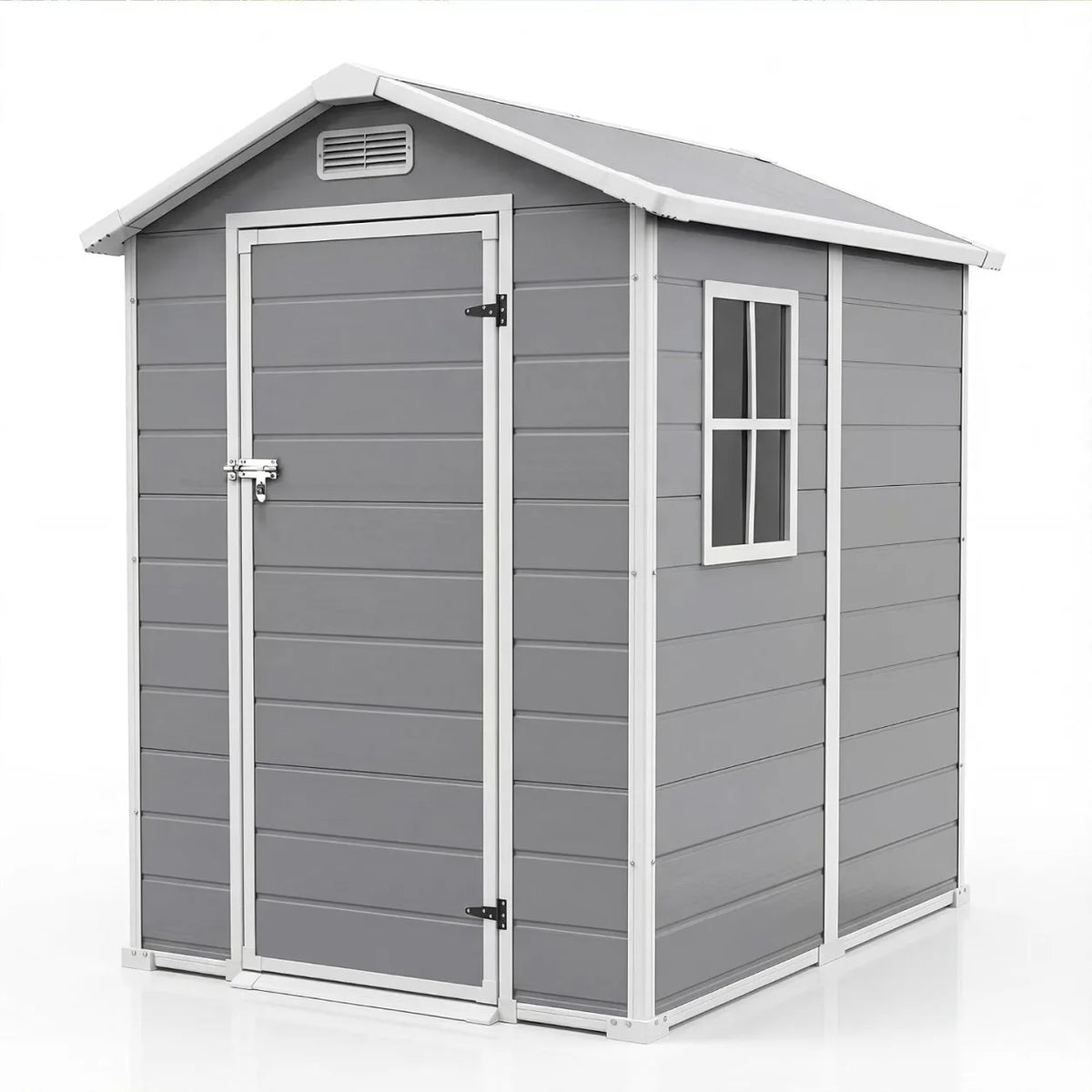 Weatherproof 4x6 Ft Shed With Floor, Lockable Door, Window Storage