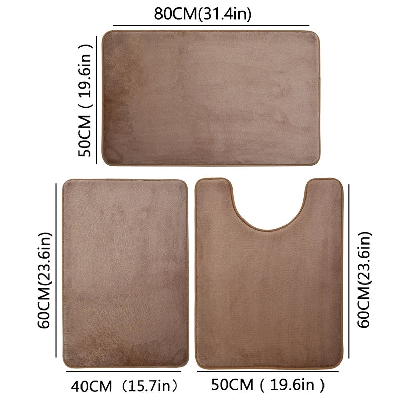 Three Piece Toilet, Bath Floor Mat, Shower Mat, Non Slip.