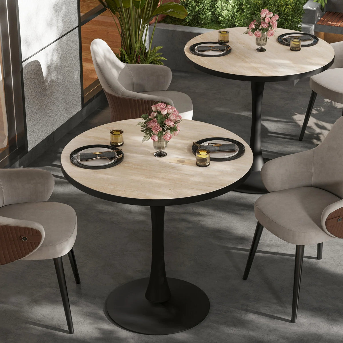 Dining Room Circle Dinner Pedestal Table Furniture Coffee Table for 2-3