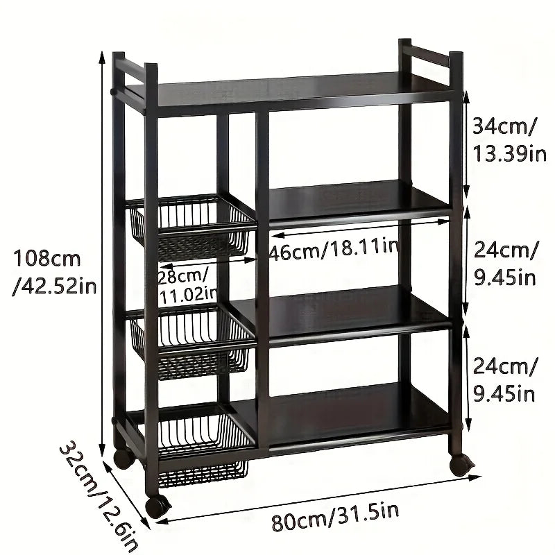 1pc Movable Storage Rack, Adjustable