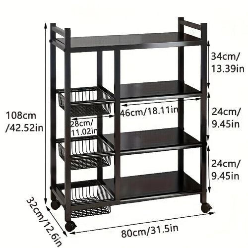 1pc Movable Storage Rack, Adjustable