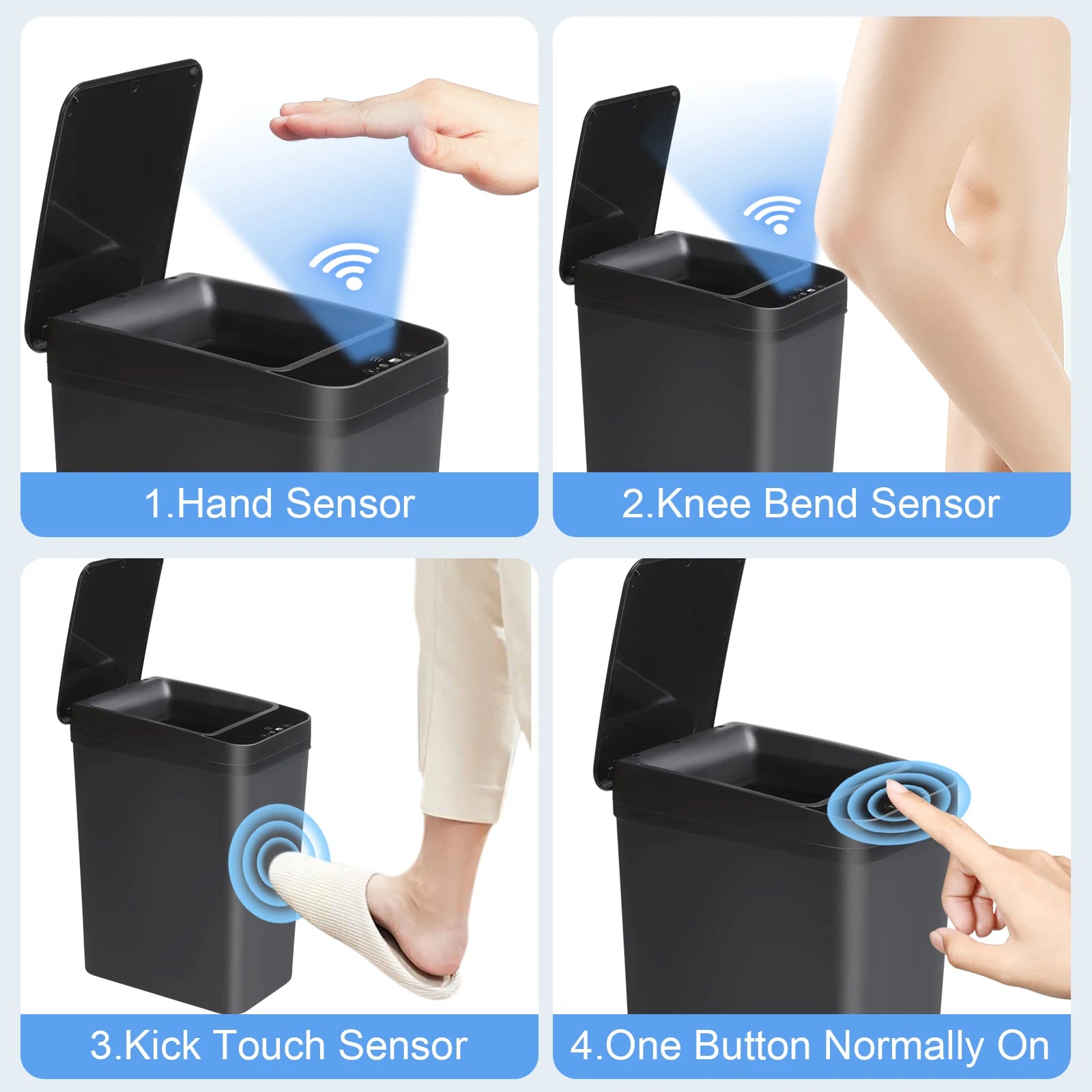 2 Pack 12L Bathroom Automatic Trash Can Touchless Motion Sensor