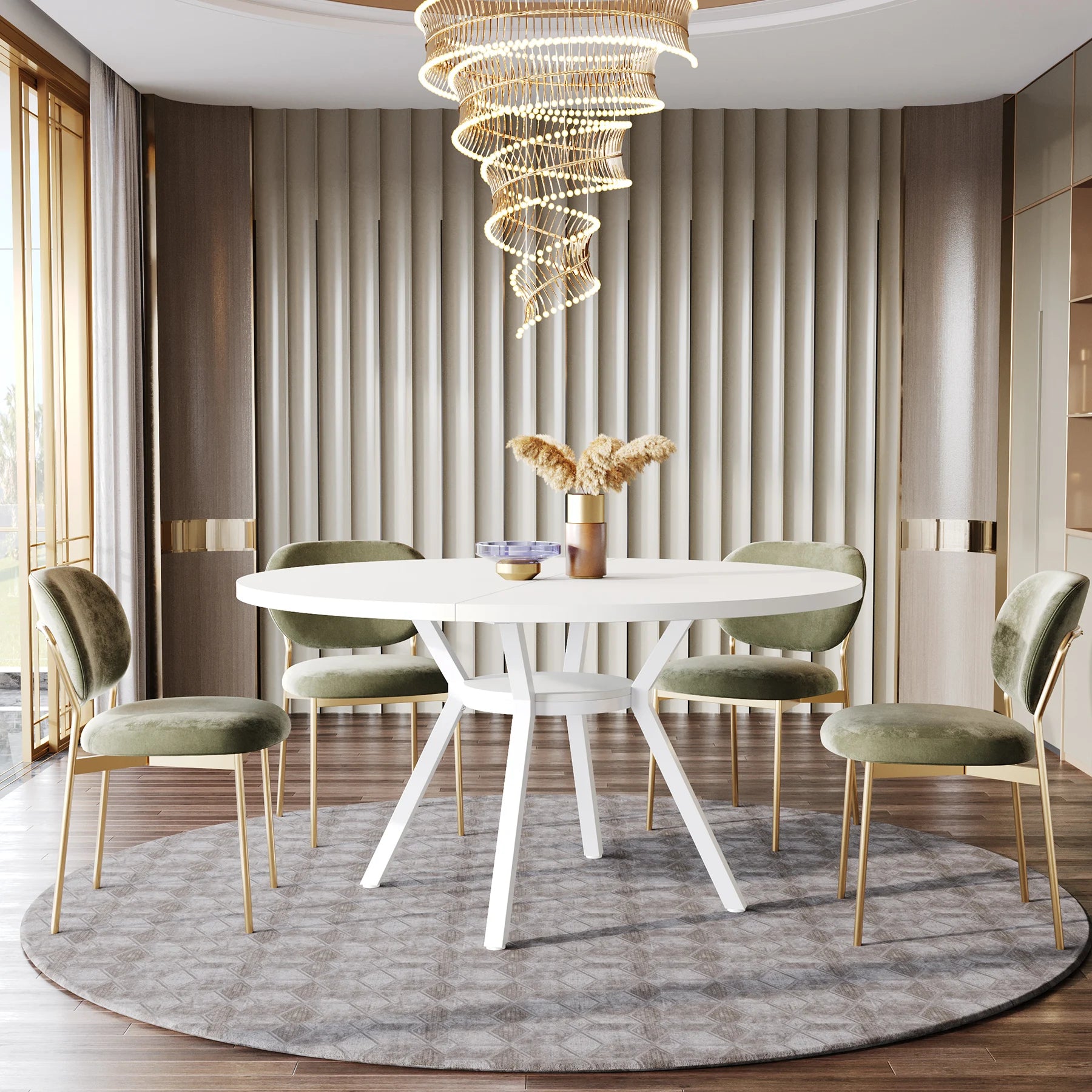 Round Dining Table for 4-6 People, 47-Inch Farmhouse