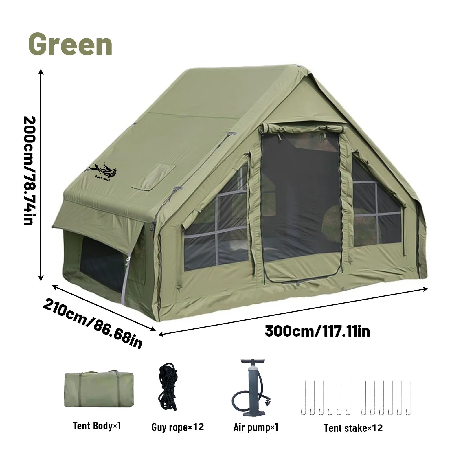 Inflatable Tent With Skylight, Quick Setup Blow Up Tents With Pump, 4-6 Peson