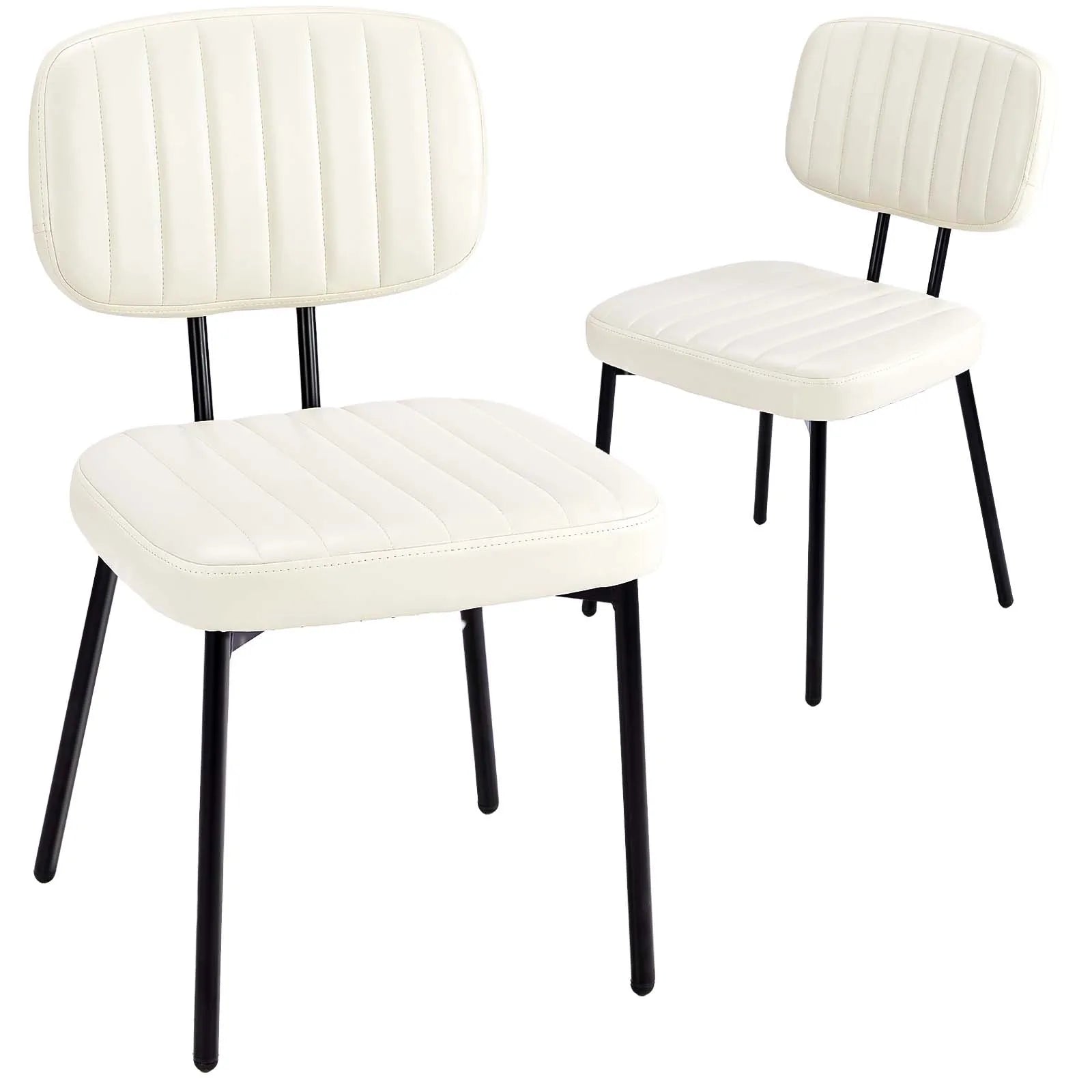 Faux Leather Modern Dining Chairs Set of 2 Ergonomic Lumbar Support