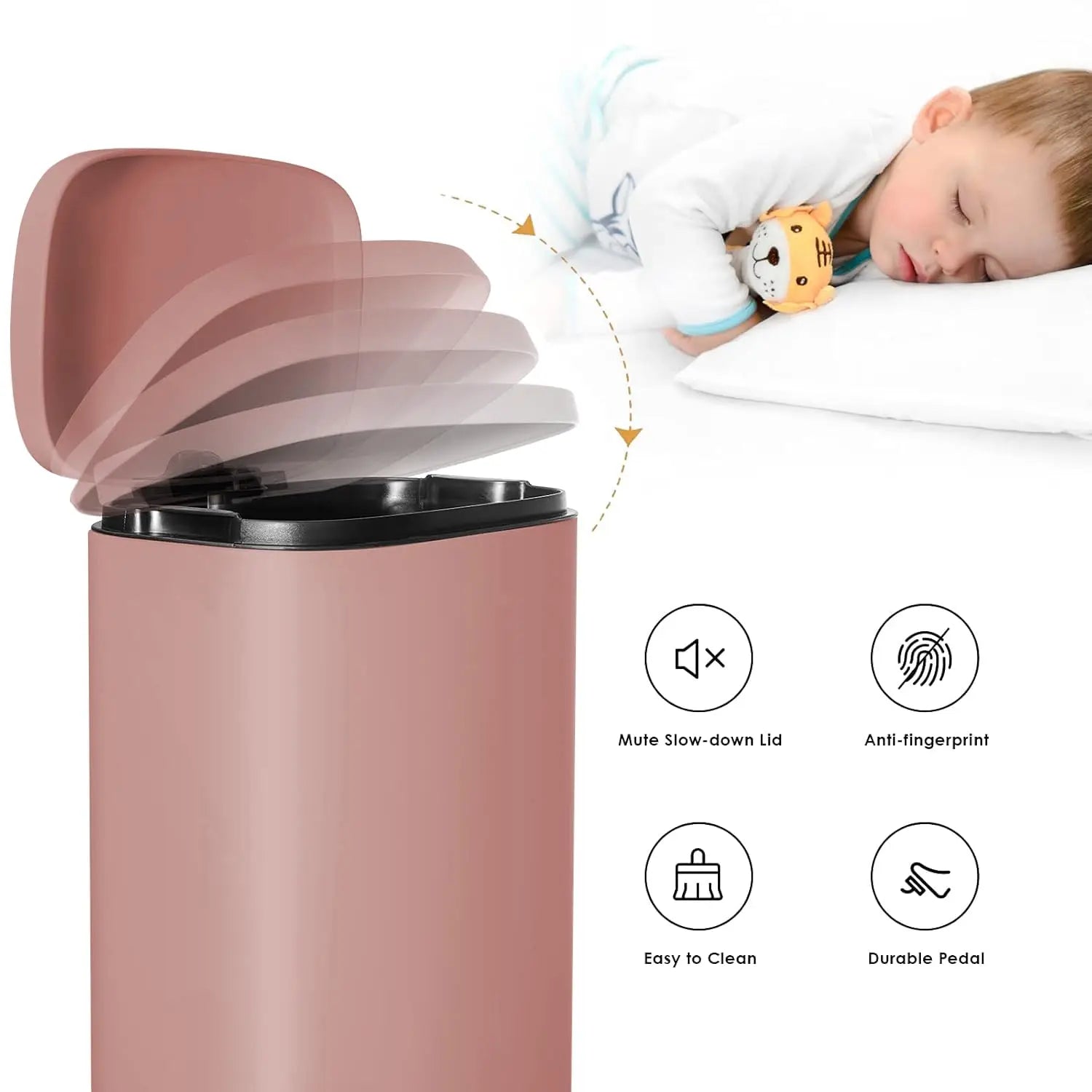 Trash Can, Stainless Steel Kitchen Garbage Can, removable bucket