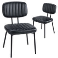 Faux Leather Modern Dining Chairs Set of 2 Ergonomic Lumbar Support