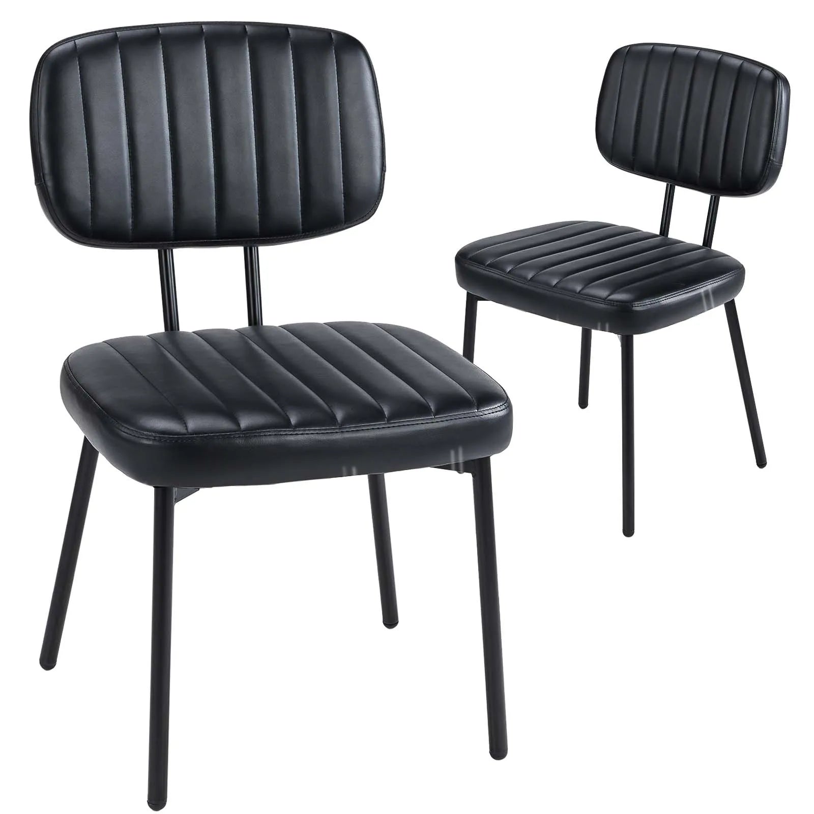 Faux Leather Modern Dining Chairs Set of 2 Ergonomic Lumbar Support