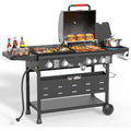 5-Burner Propane Grill Griddle Combo with Side Burner, Triple-Zone BBQ Gas Grill,