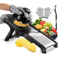 Stainless Steel Slicer /5 Blades & Holder - Safe Hand Guard Food Chopper.