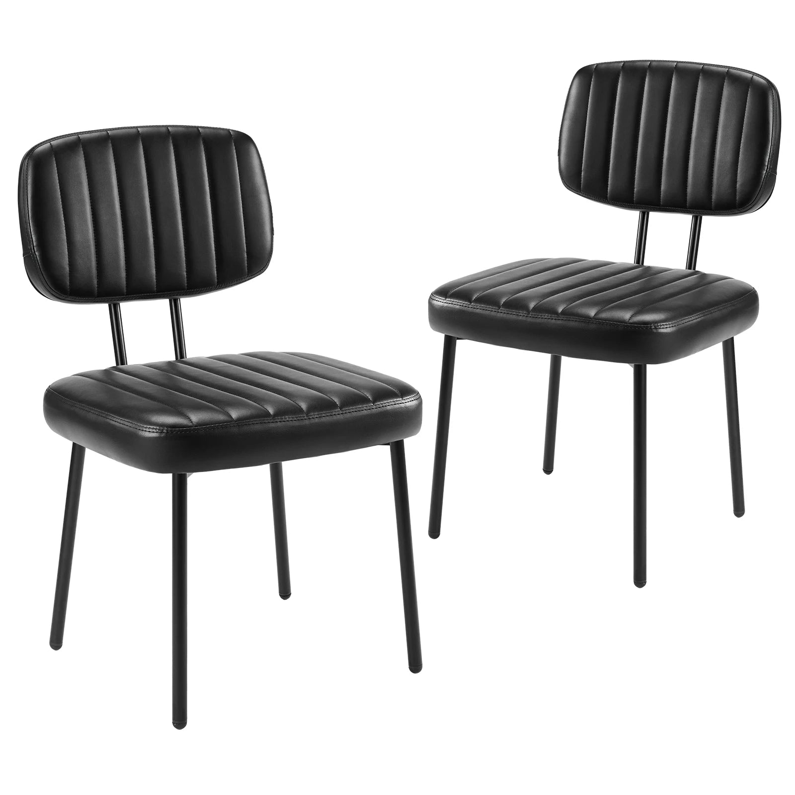 Faux Leather Modern Dining Chairs Set of 2 Ergonomic Lumbar Support