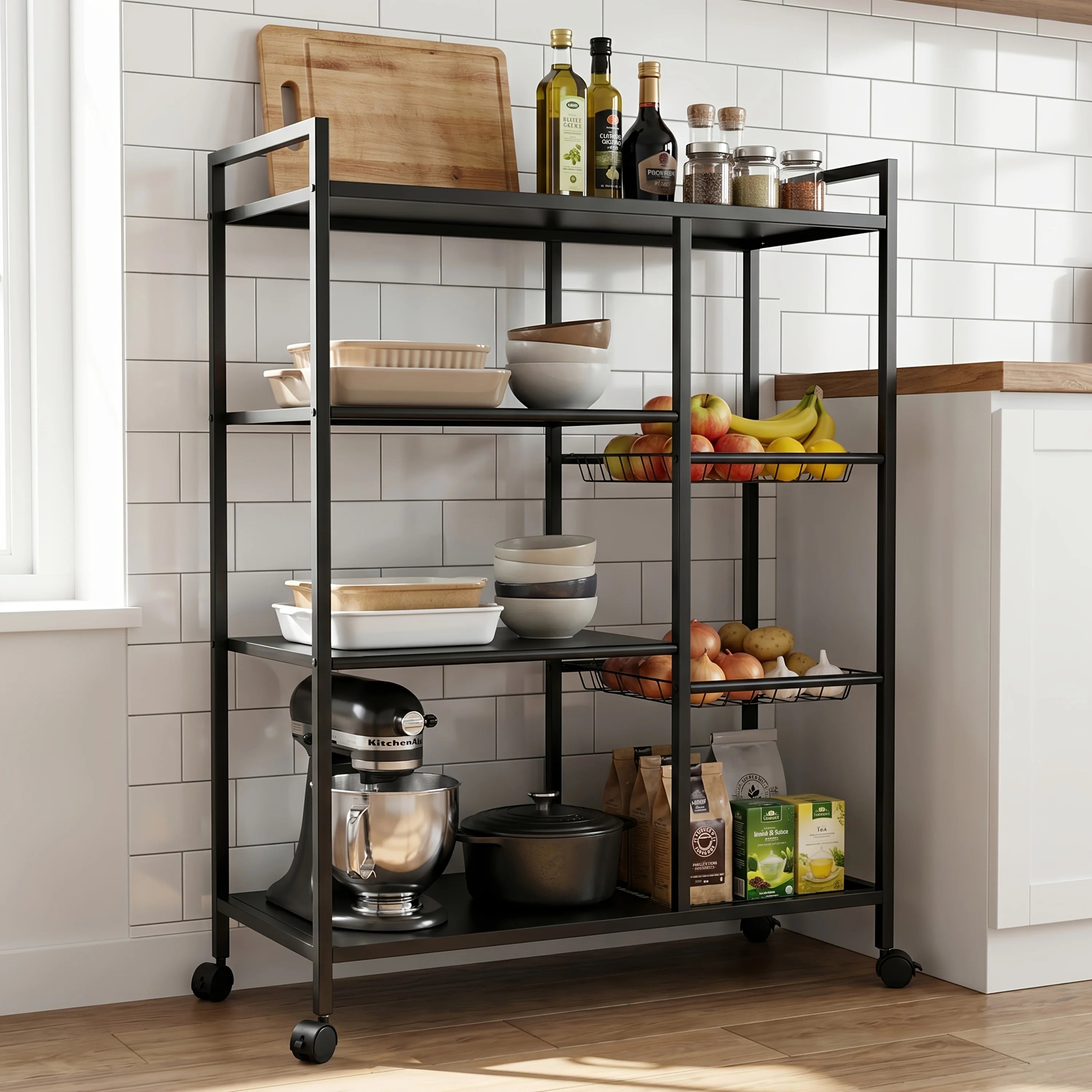 1pc Movable Storage Rack, Adjustable