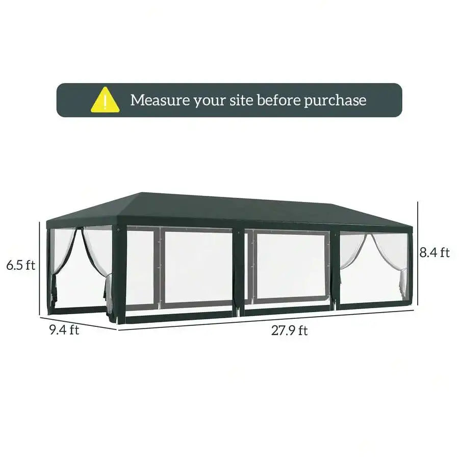 10ft X 28ft Gazebo Tent With Removable Mesh Walls