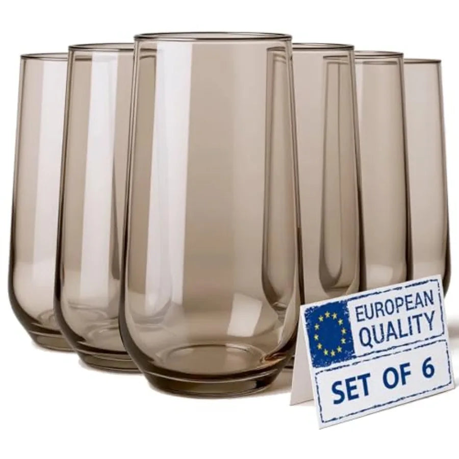 Set of 6/16oz. Drinking Glasses Set of 6 Translucent Brown Glassware