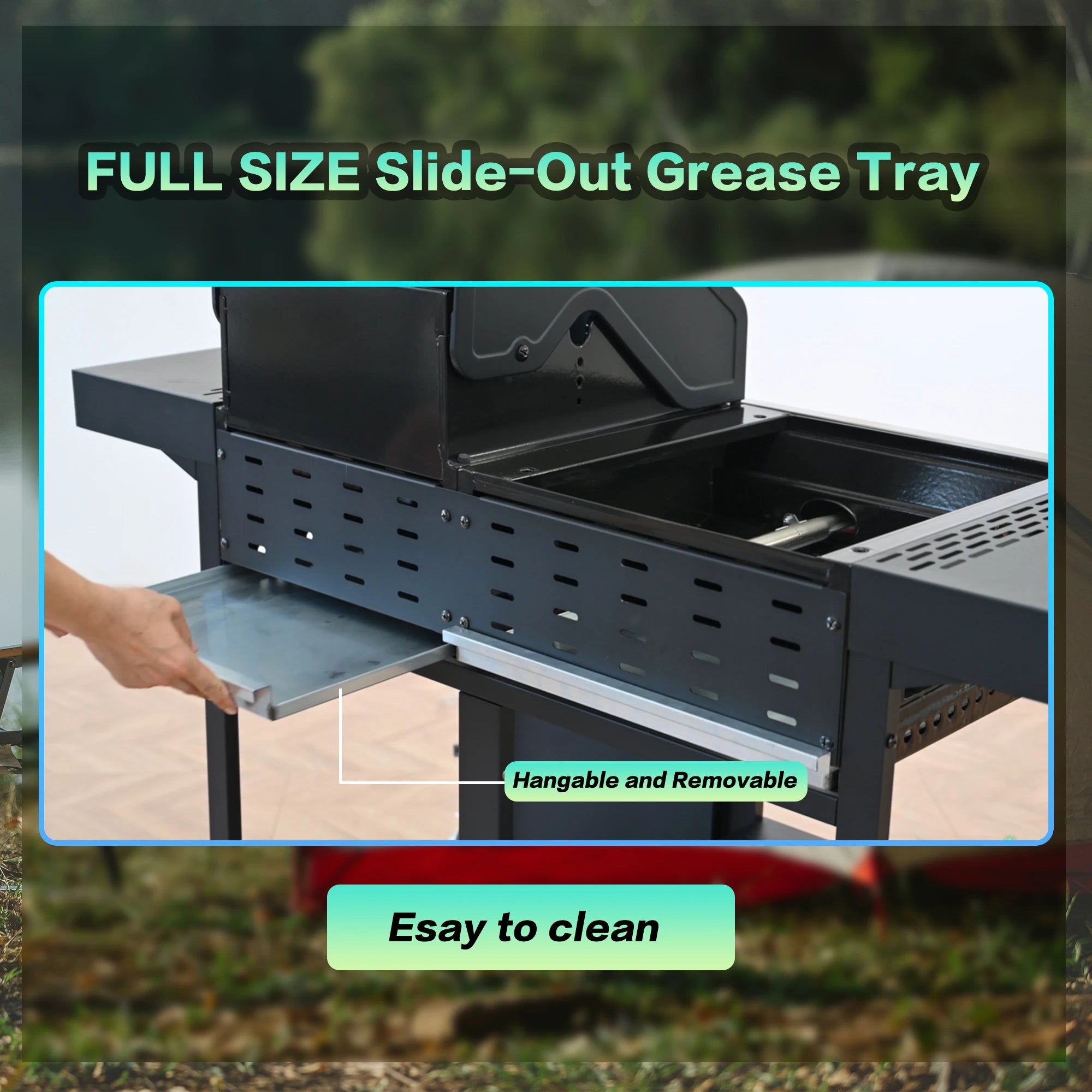 2+2 Burner Propane Gas Grill with Pizza Oven, 4-in-1 Outdoor BBQ Combo with Griddle, Stainless Steel