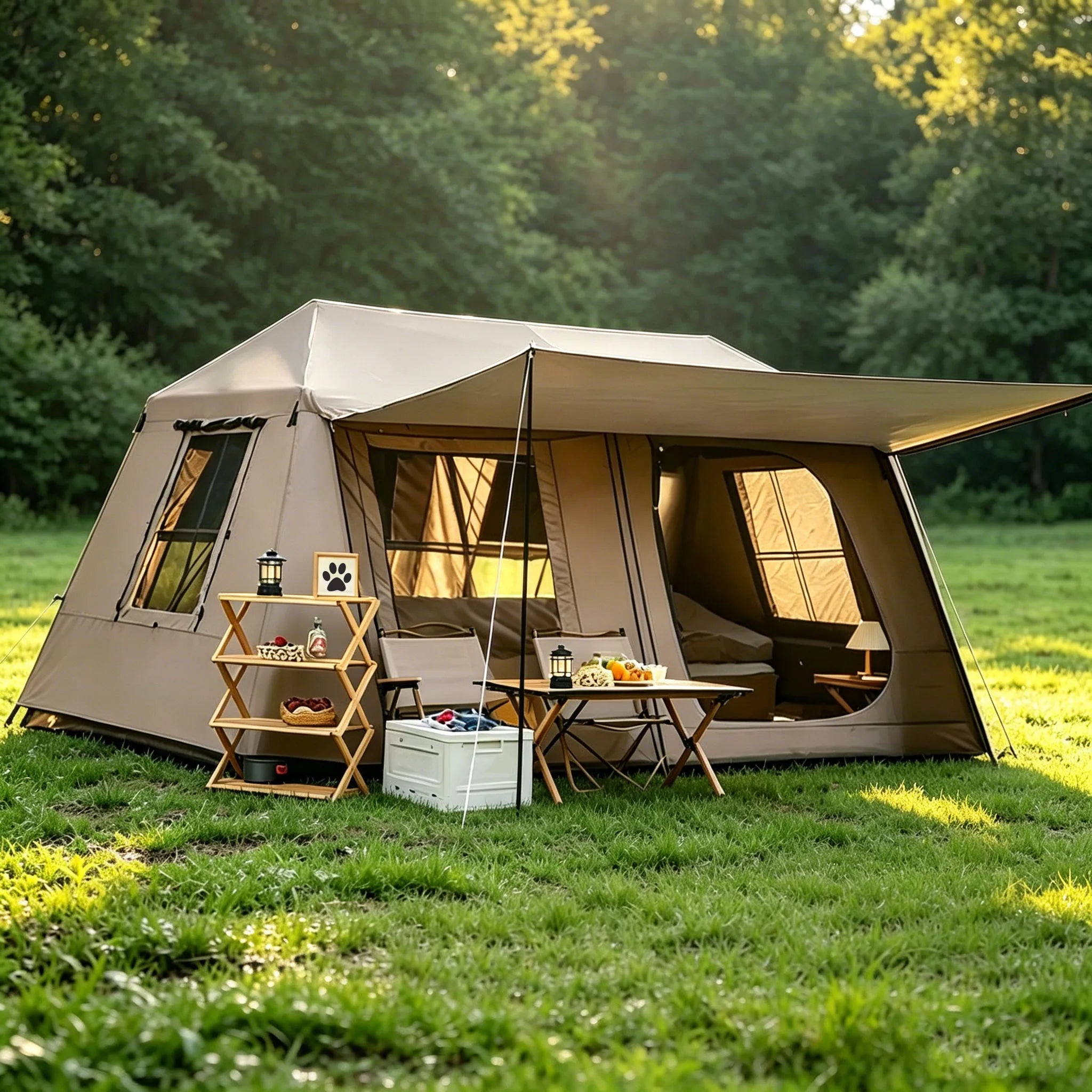 3-Second Fully Automatic Quick-Set Outdoor Camping Tent with Built-in Front Awning