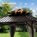 12x12 Outdoor Gazebo with Hardtop Roof, Double Galvanized Steel Roof Canopy