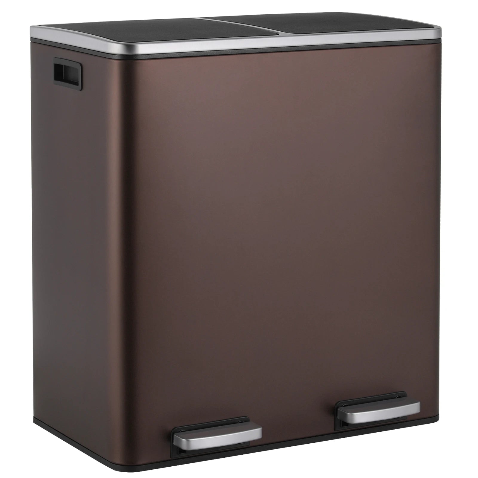 16 Gal (60 L) Stainless Steel Kitchen Trash Can Dual Recycling Bin Garbage Can