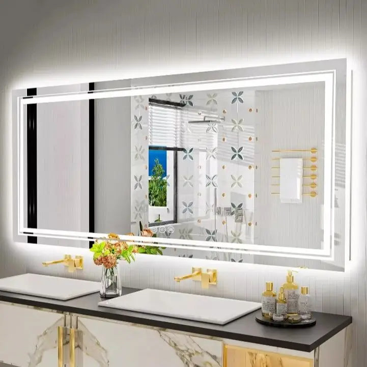 Jumbo-Large Illuminated LED Bathroom Mirror, Front and Backlit Lights, Wall Mounted,