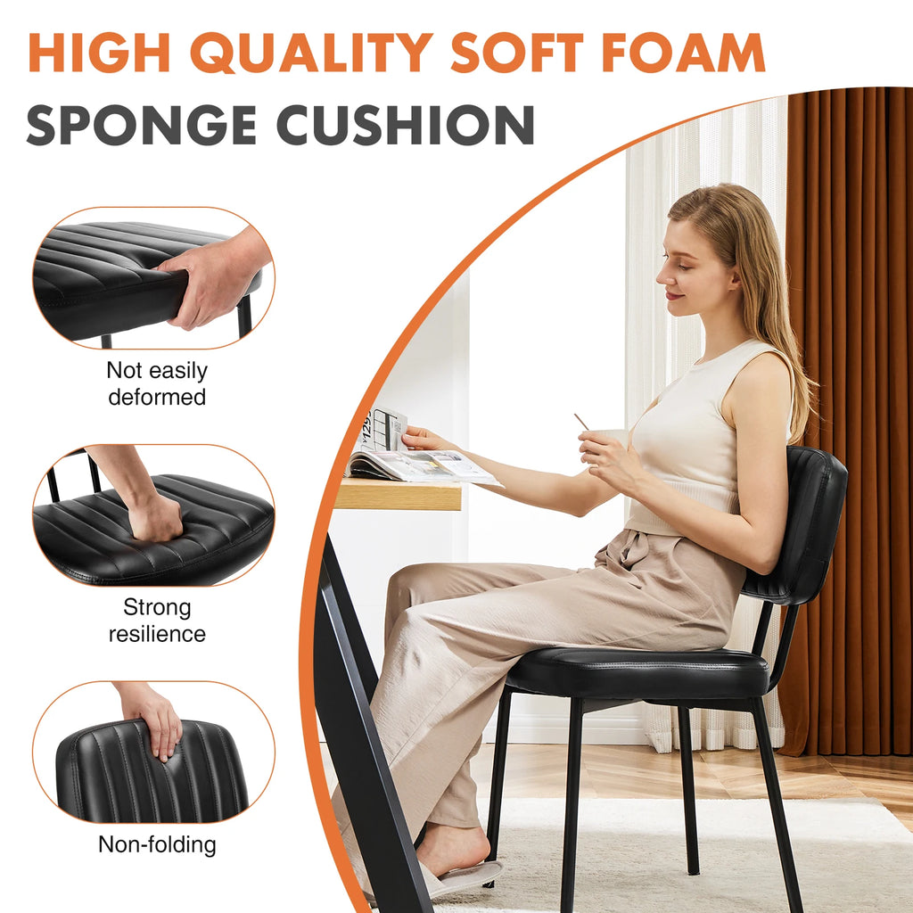 Faux Leather Modern Dining Chairs Set of 2 Ergonomic Lumbar Support