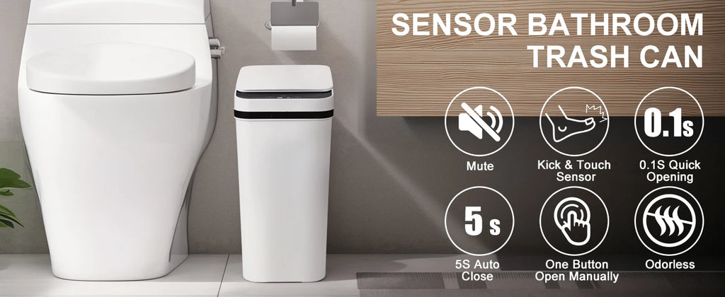 2 Pack 12L  Automatic Trash Cans Touchless Motion Sensor Slim with Lid