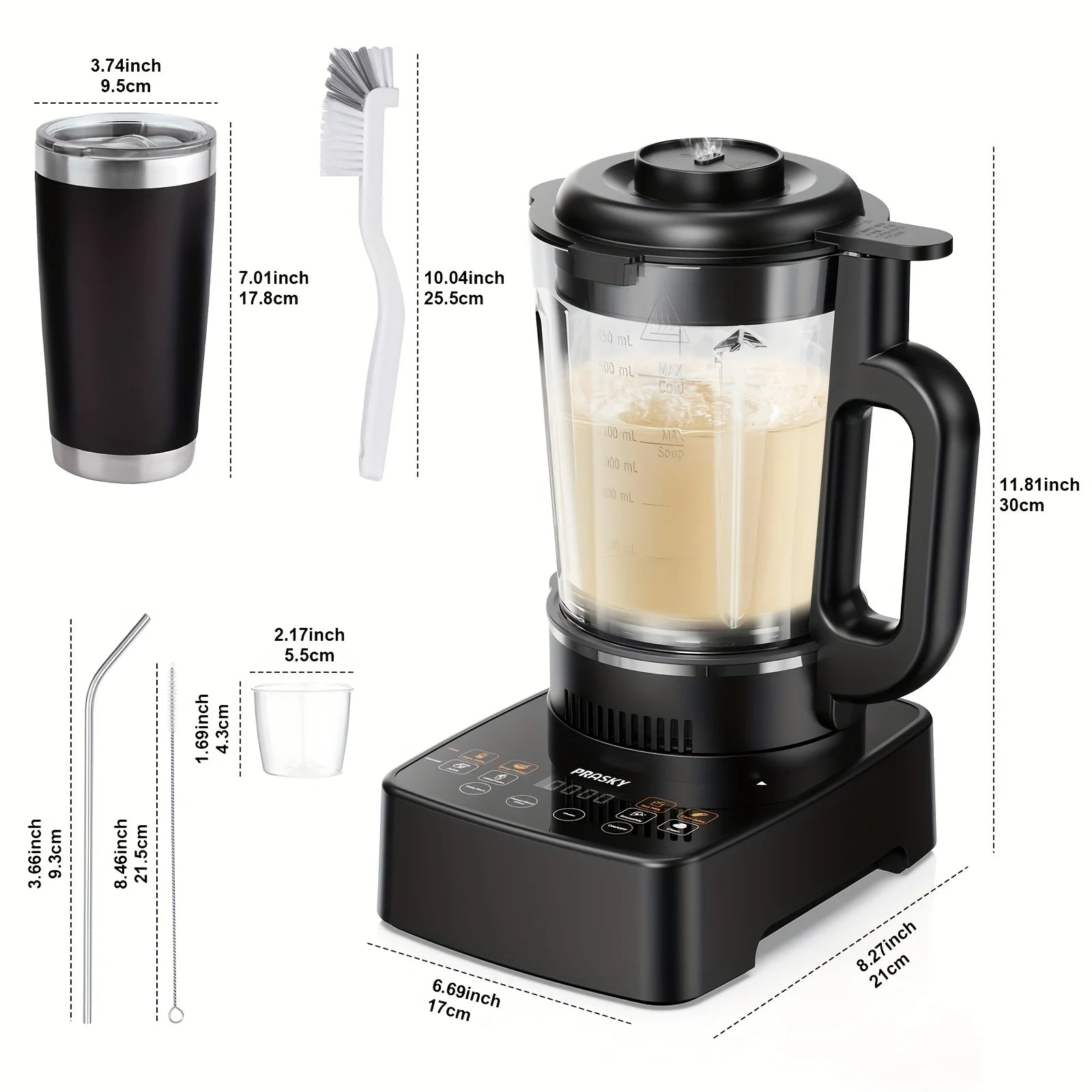 2400W Heating Blender 25000 RPM Heavy Duty Auto Clean 55oz Glass Jar and cup To-Go Cup
