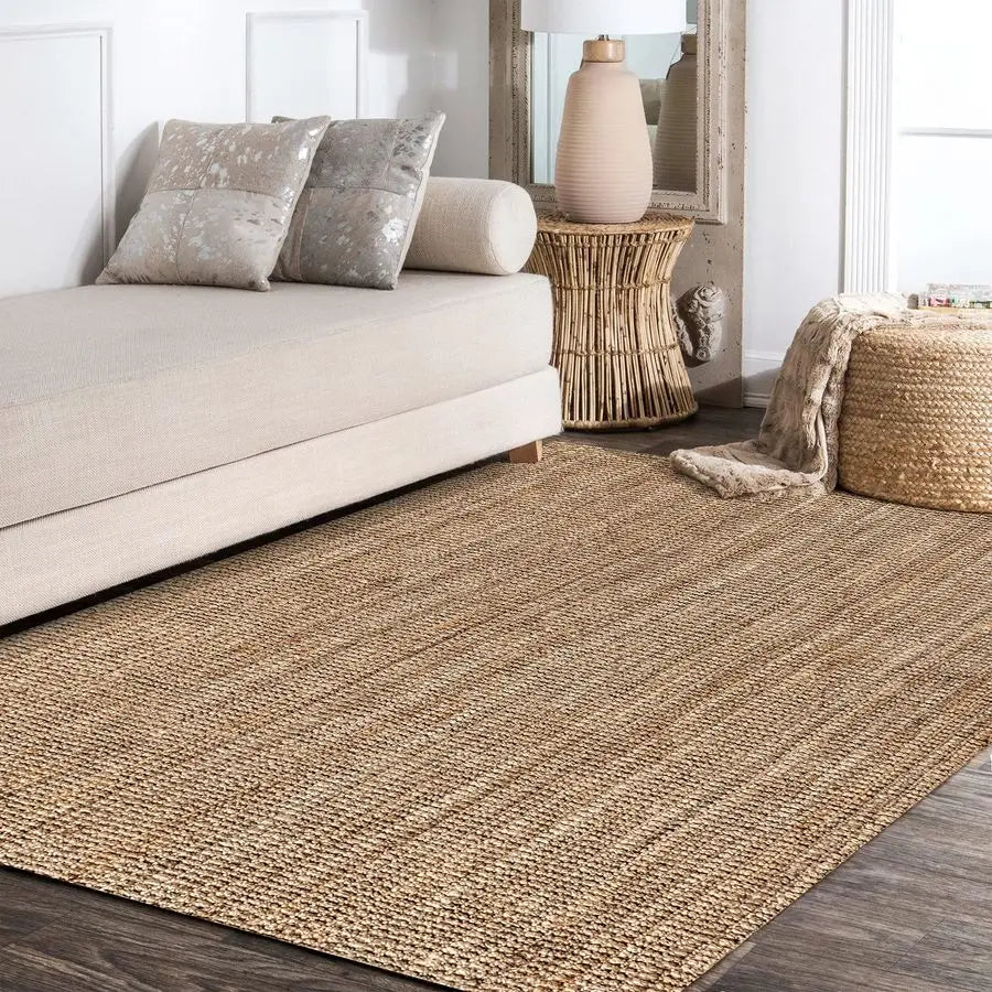 Hand Woven Chunky Jute Natural Indoor Area Rug, 3x5, Bohemian, Rustic.