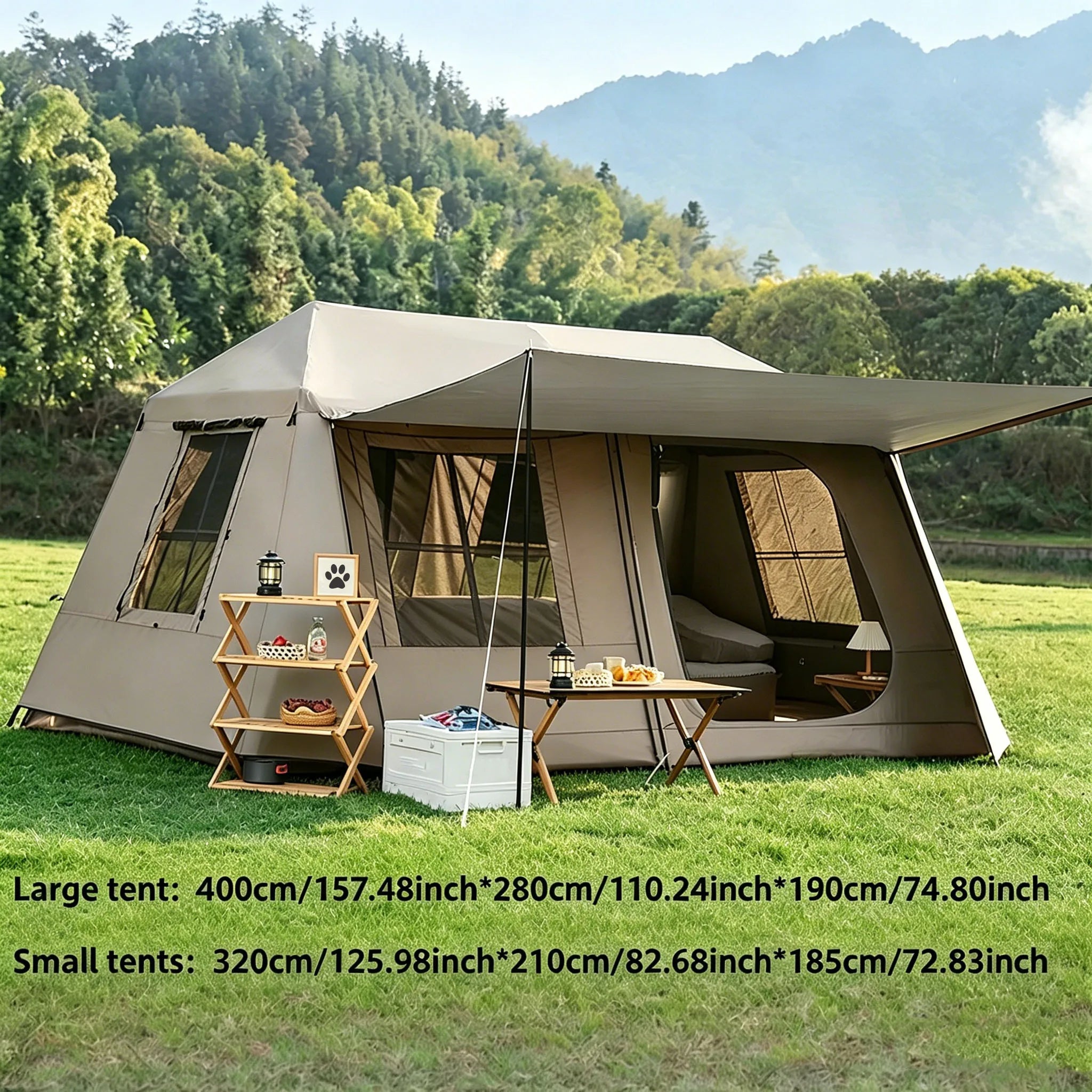 3-Second Fully Automatic Quick-Set Outdoor Camping Tent with Built-in Front Awning
