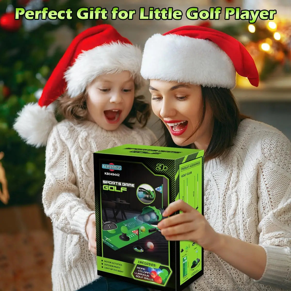 Kids Toy Golf Set Auto Returner Night Light Golf Balls Mat