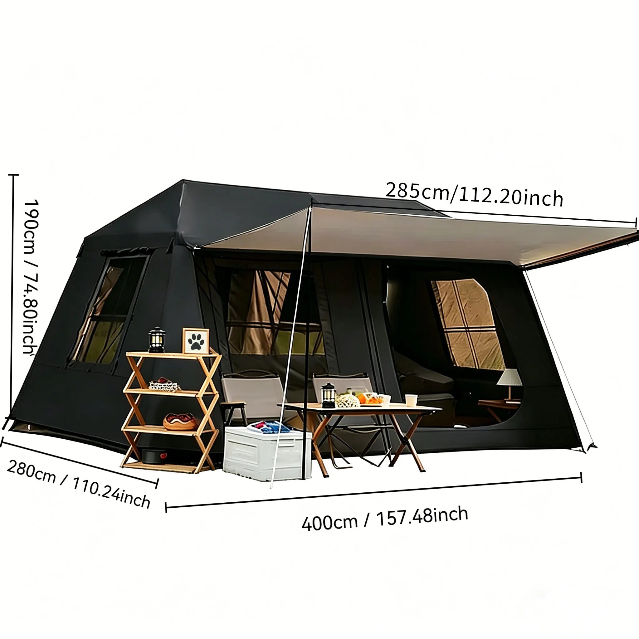 3-Second Fully Automatic Quick-Set Outdoor Camping Tent with Built-in Front Awning