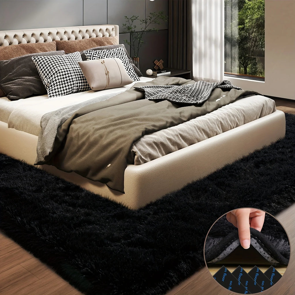Large plush area rug, decorative rug.