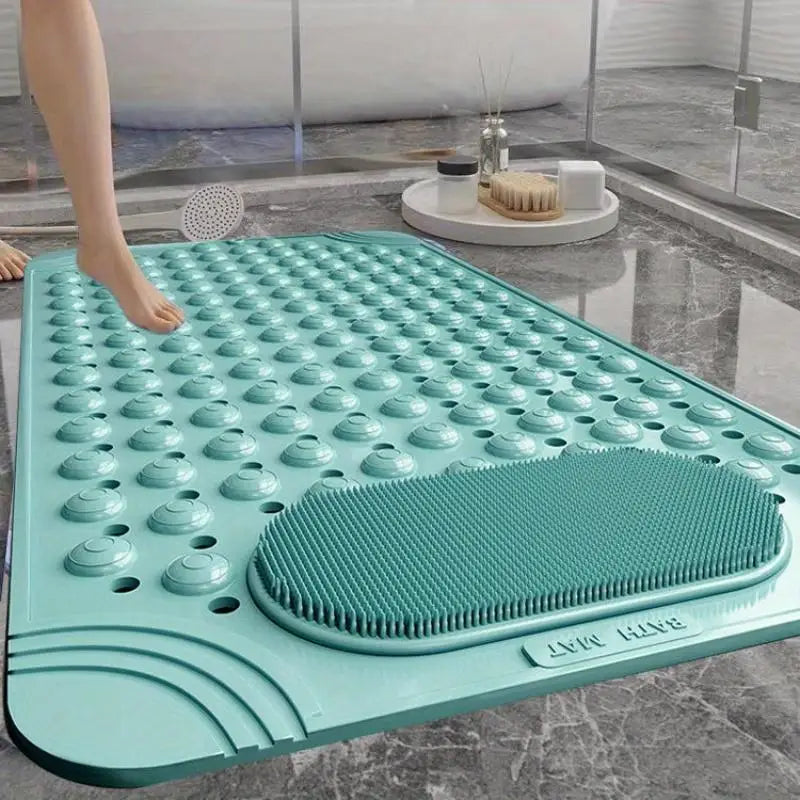 1pc non-slip shower mat. Drain holes and suction cups, foot massage.