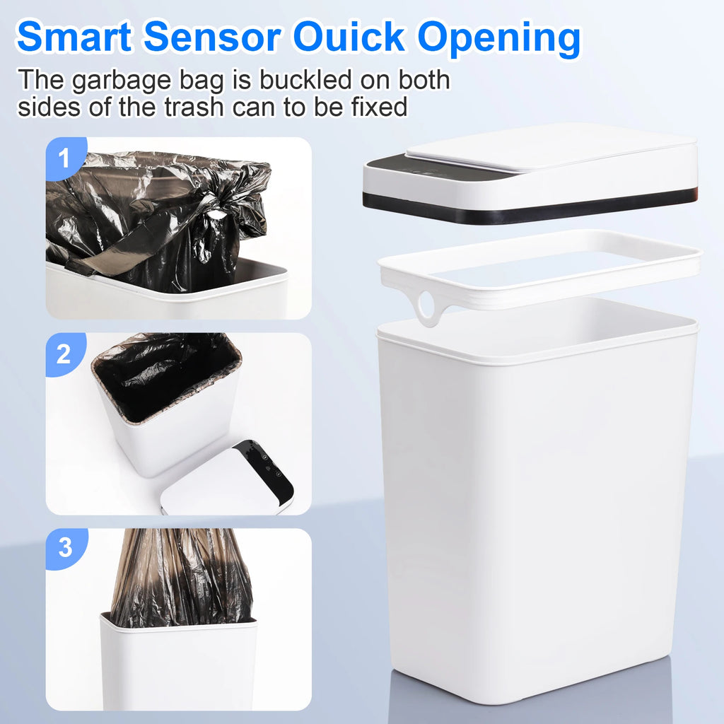 2 Pack 12L  Automatic Trash Cans Touchless Motion Sensor Slim with Lid