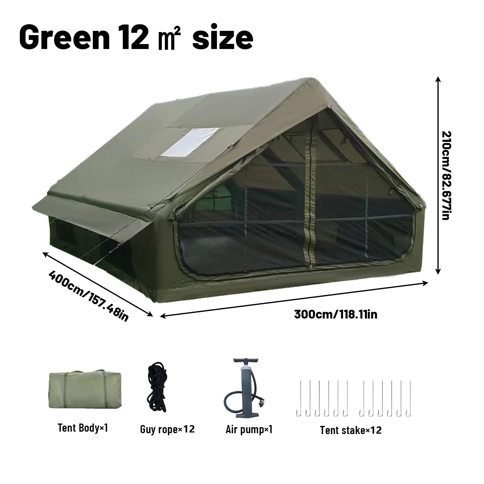Inflatable Tent With Skylight, Quick Setup Blow Up Tents With Pump, 4-6 Peson