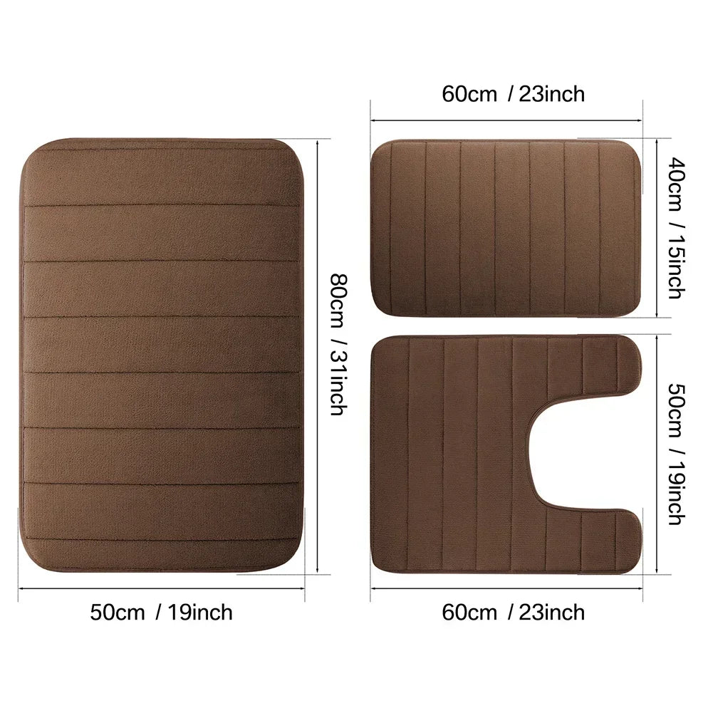 Black Memory Foam Bath Mat Soft Comfortable Super Water Absorption Non-Slip