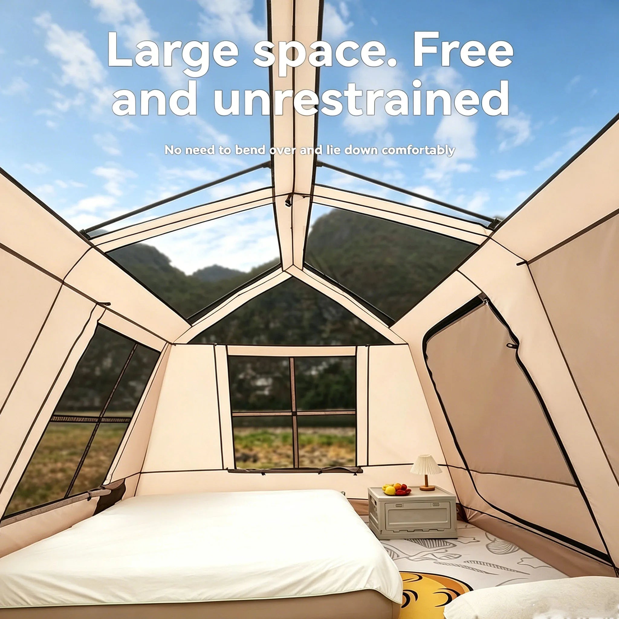 3-Second Fully Automatic Quick-Set Outdoor Camping Tent with Built-in Front Awning