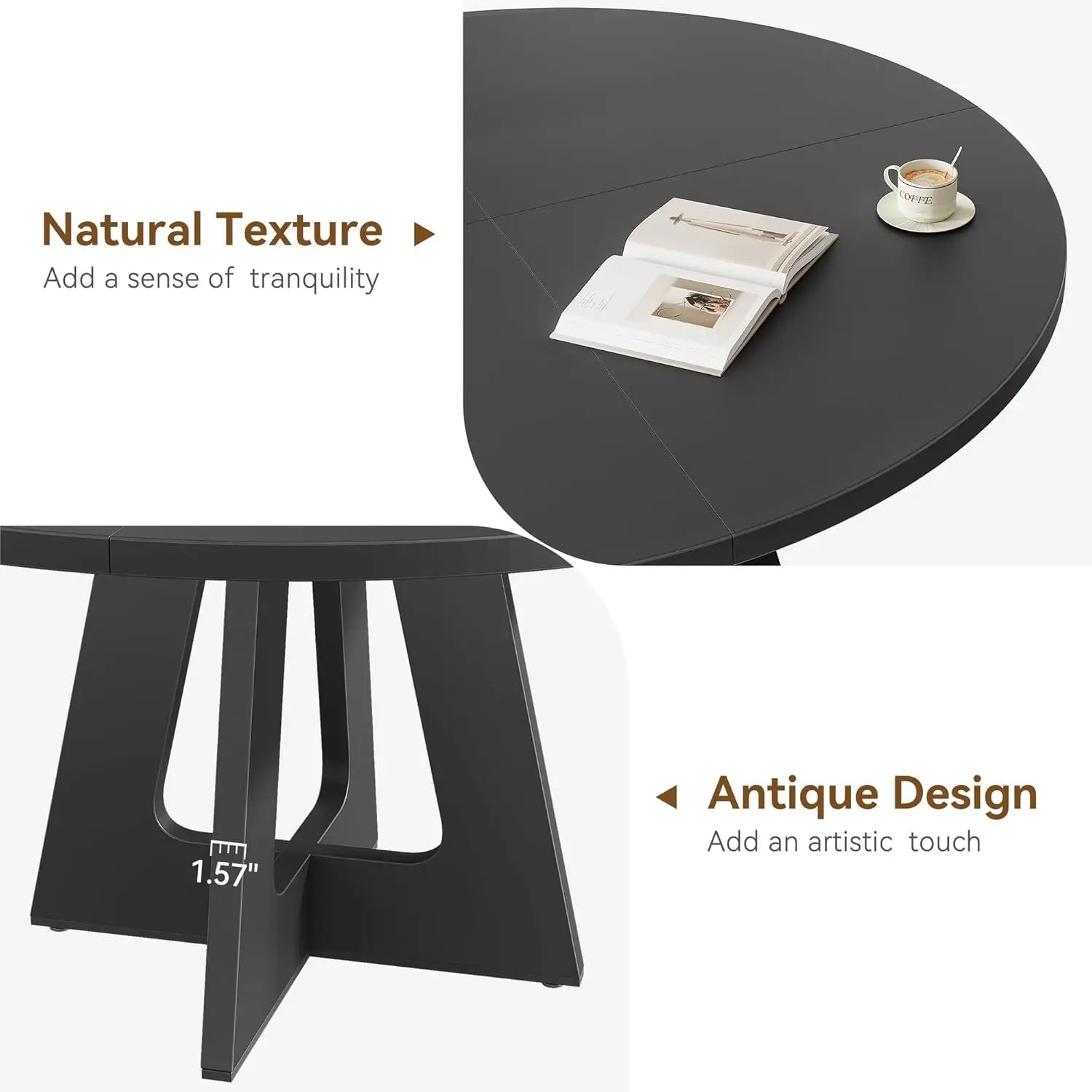 120 x 120 x 53 cm Round Dining Table for 4-6 People
