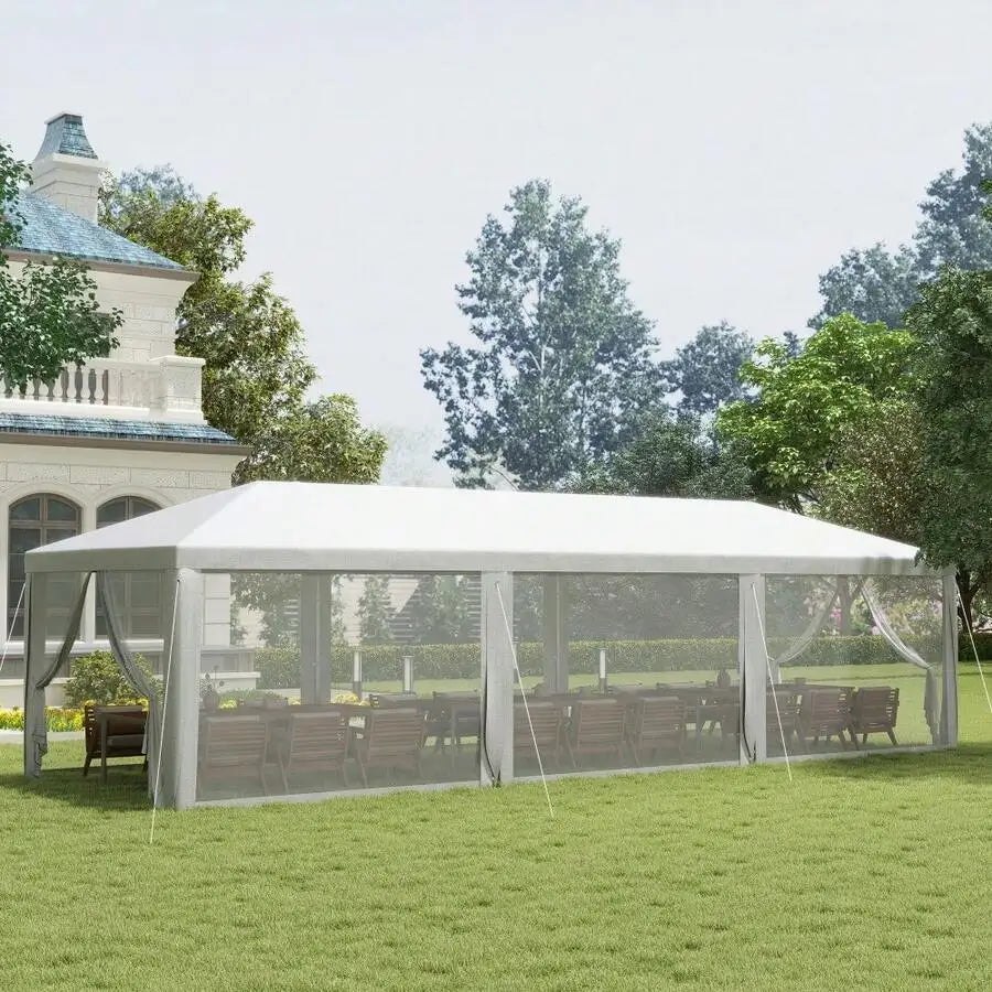 10ft X 28ft Gazebo Tent With Removable Mesh Walls