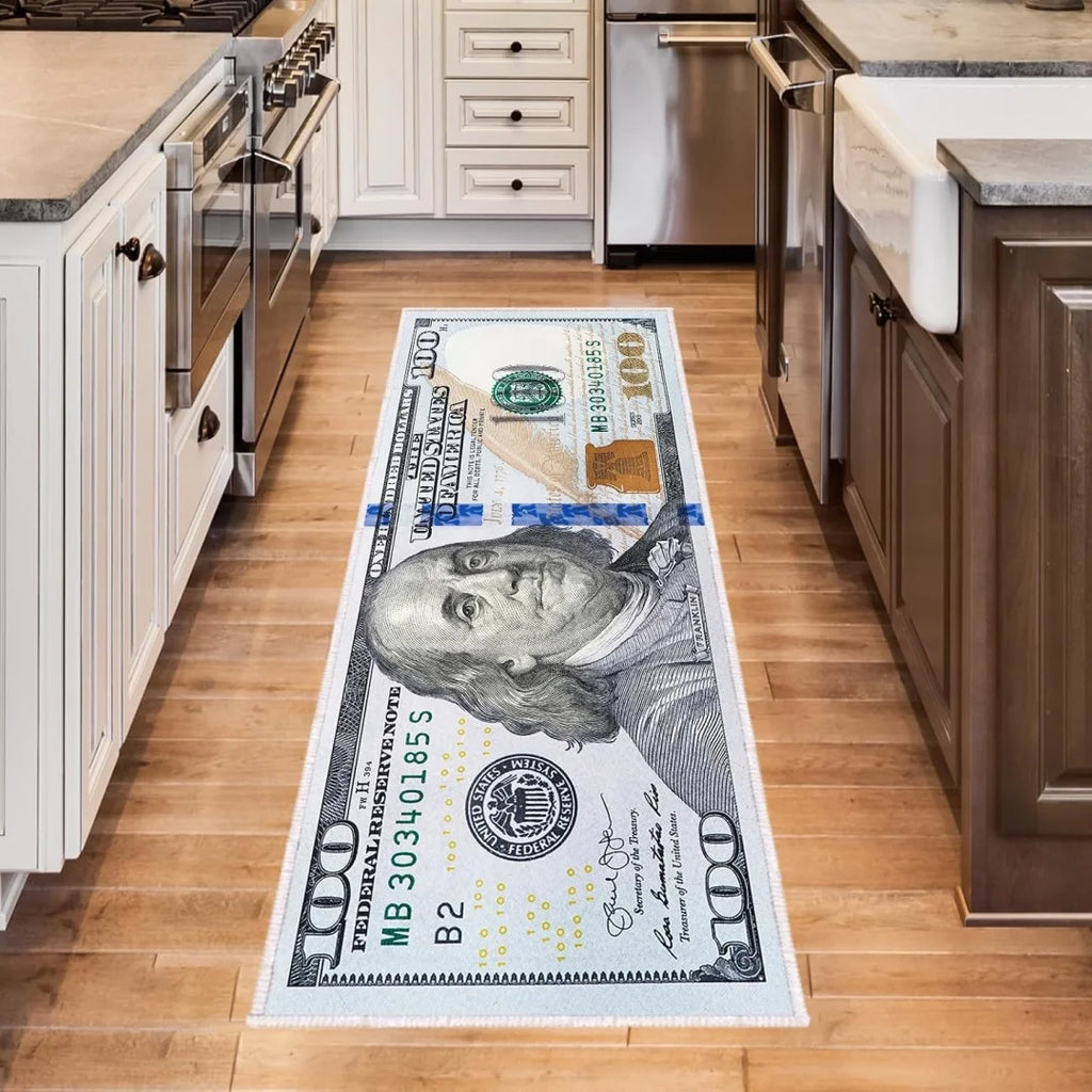 Money Rugs 100 Dollar Bill Runner Cool Area Rug for Living Room Kitchen Rug Laundry Runner Rug Bedroom Bathroom Mat